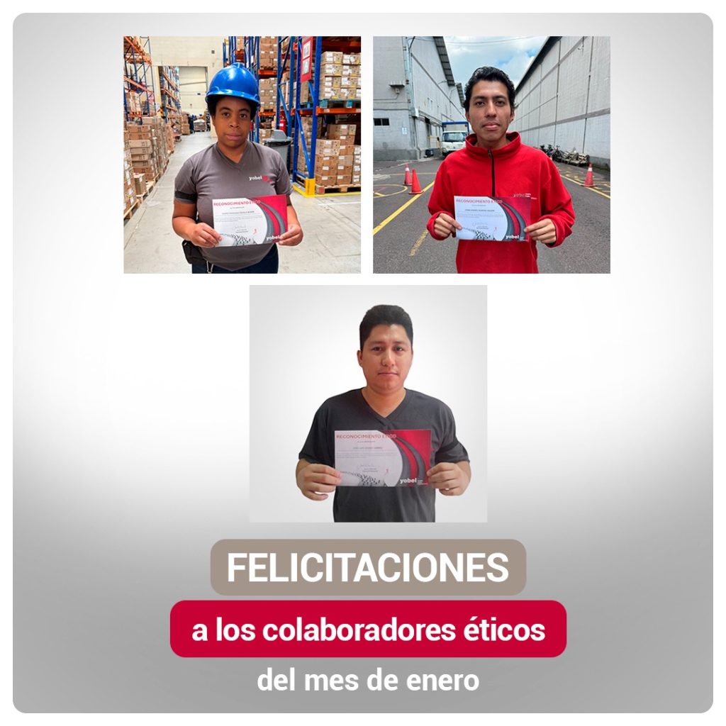 Seguimos celebrando el trabajo logístico ético: Lenin, María Fernanda y José Luis, nuestros empleados éticos del Mes.