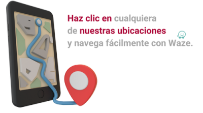 Da clic en cualquiera de nuestras direcciones y dirígete usando Waze. (2)
