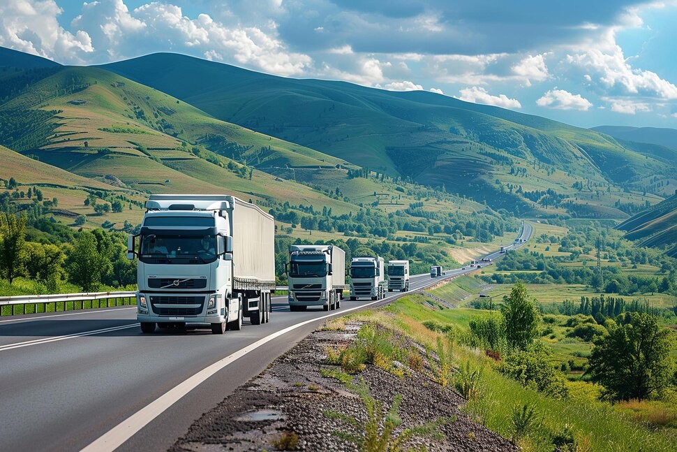 Flota de camiones gestionada por TMS en carreteras interestatales
